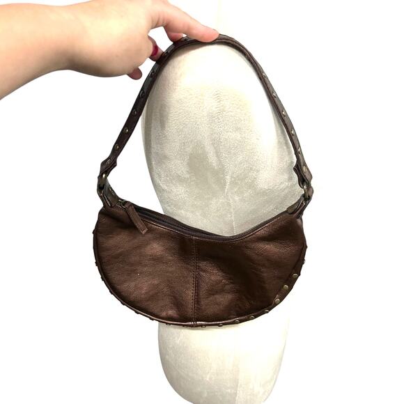 Limited Too Metallic Brown Faux-Leather Studded Shoulder Bag Y2K Indie Sleaze - Picture 1 of 7